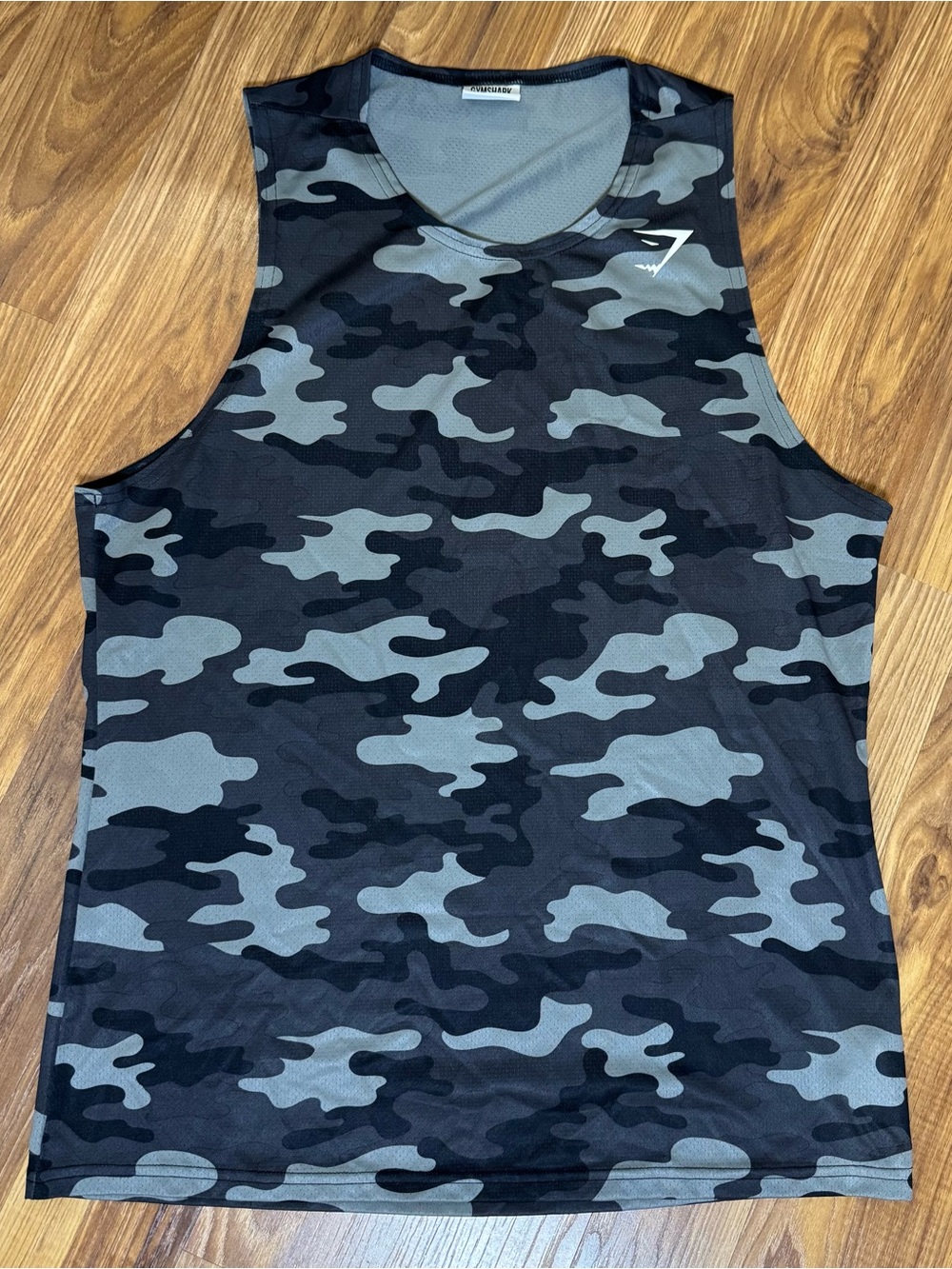 Gymshark Men’s Camo Sleeveless Athletic Tank - Black & Gray, Size Medium